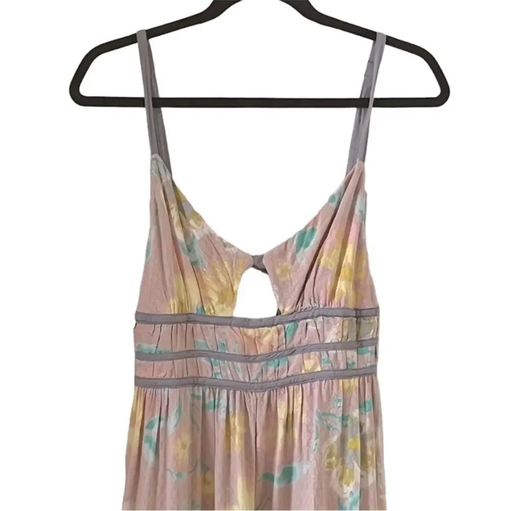 Free People Wisteria Floral In Light Combo Maxi Cut Summer Out Dress Size L - Picture 6 of 12